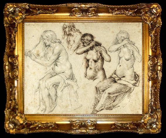 framed  GHEYN, Jacob de II Four Studies of a Woman ds, ta009-2